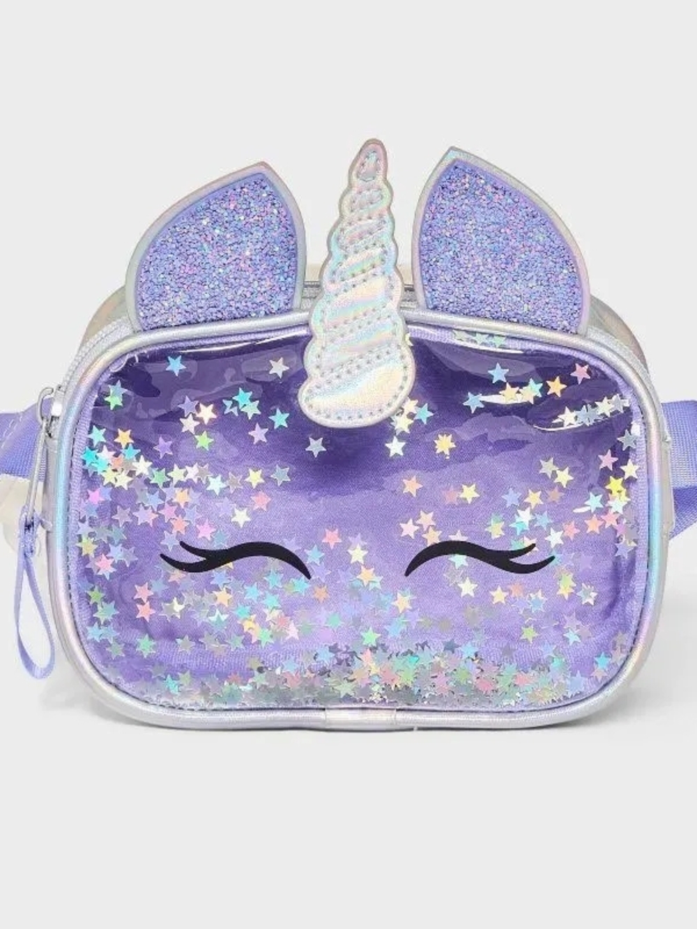 Kids Purple Unicorn Crossbody Bag - Glitter Star Design
